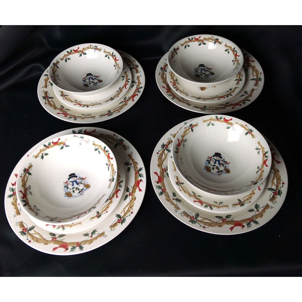 HOME ESSENTIALS WOODLAND CELEBRATION 3 PIECE DINNER SET FOR 4